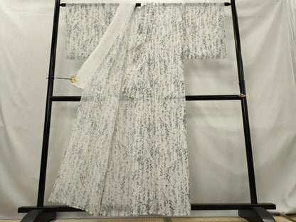 平和屋着物＊夏物　小紋　絽　枝垂れ花文　洗える着物　AABL1619st