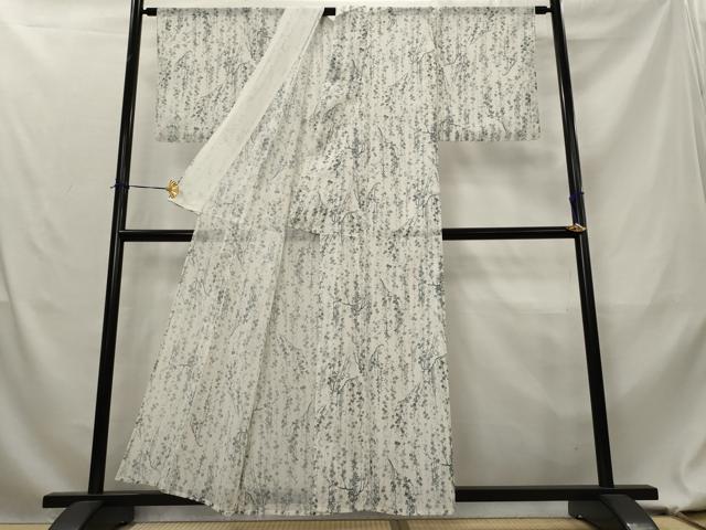 平和屋着物＊夏物　小紋　絽　枝垂れ花文　洗える着物　AABL1619st