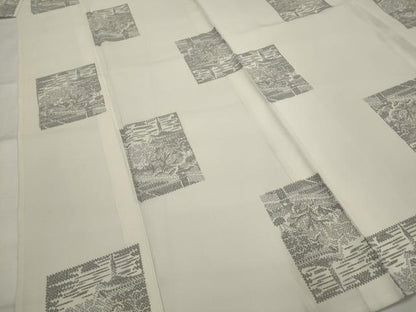 平和屋着物＊夏物　小紋　紗　色紙風景文　洗える着物　AABL1622st