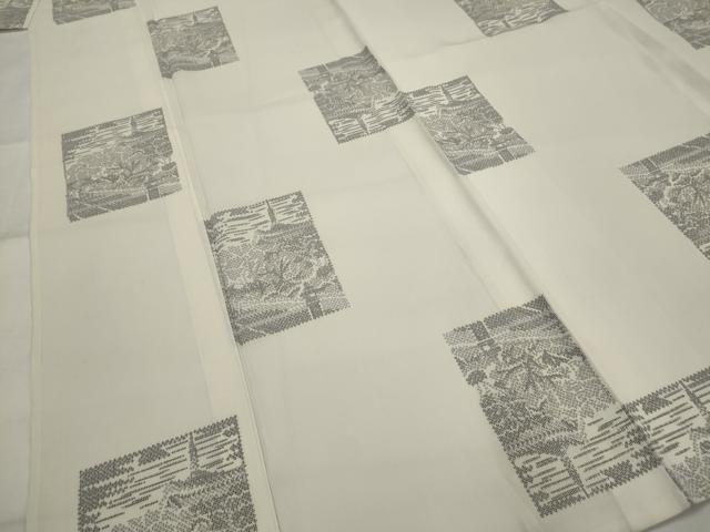 平和屋着物＊夏物　小紋　紗　色紙風景文　洗える着物　AABL1622st