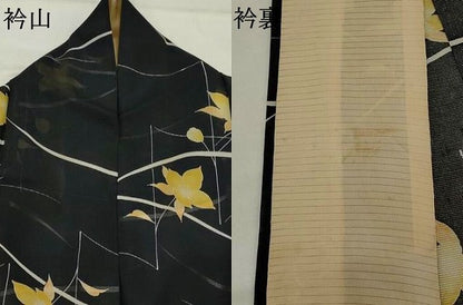 平和屋着物＊夏物　小紋　絽　芝花文　黒地　洗える着物　AABL1623st