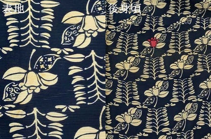 平和屋着物＊夏物　小紋　絽　型染め　草花文　正絹　逸品　AABL1628st
