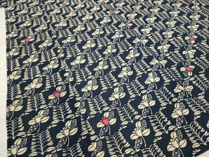 平和屋着物＊夏物　小紋　絽　型染め　草花文　正絹　逸品　AABL1628st