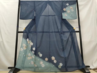 平和屋着物＊夏物　訪問着　絽　舞桜文　暈し染め　金彩　洗える着物　AABL1630st