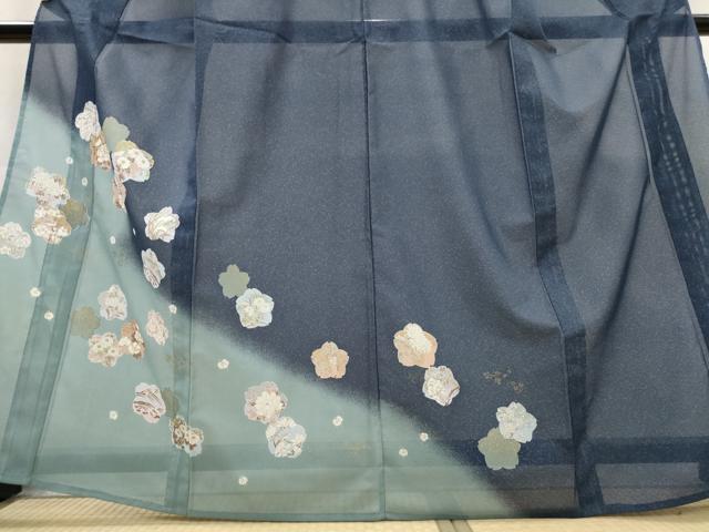 平和屋着物＊夏物　訪問着　絽　舞桜文　暈し染め　金彩　洗える着物　AABL1630st