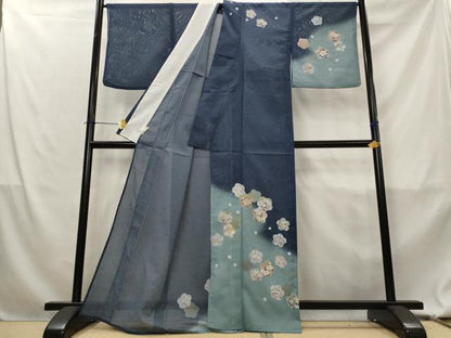 平和屋着物＊夏物　訪問着　絽　舞桜文　暈し染め　金彩　洗える着物　AABL1630st