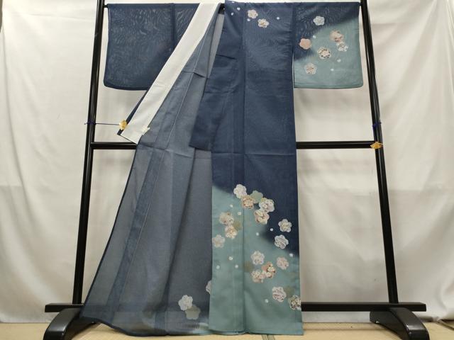 平和屋着物＊夏物　訪問着　絽　舞桜文　暈し染め　金彩　洗える着物　AABL1630st