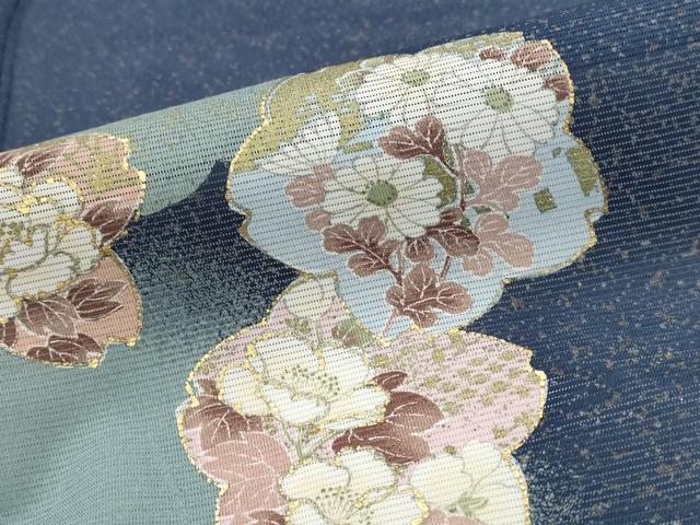 平和屋着物＊夏物　訪問着　絽　舞桜文　暈し染め　金彩　洗える着物　AABL1630st