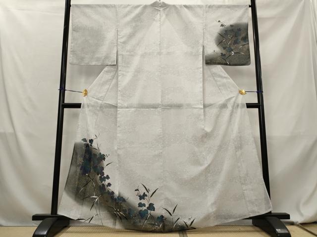 平和屋着物＊夏物　訪問着　蔦の葉文様　暈し染め　金彩　洗える着物　AABL1632st