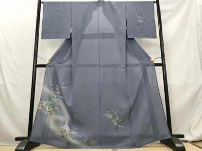 平和屋着物＊夏物　訪問着　絽　鷺　葡萄蔦の葉文　正絹　逸品　AABL1633st