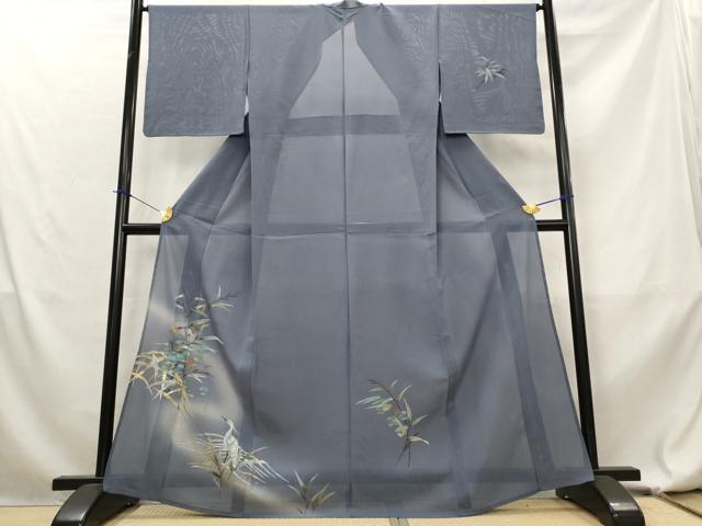 平和屋着物＊夏物　訪問着　絽　鷺　葡萄蔦の葉文　正絹　逸品　AABL1633st