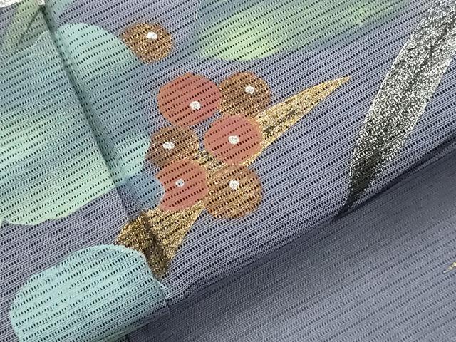 平和屋着物＊夏物　訪問着　絽　鷺　葡萄蔦の葉文　正絹　逸品　AABL1633st