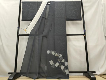 平和屋着物＊夏物　訪問着　絽　色紙重ね文　金彩　正絹　逸品　AABL1634st