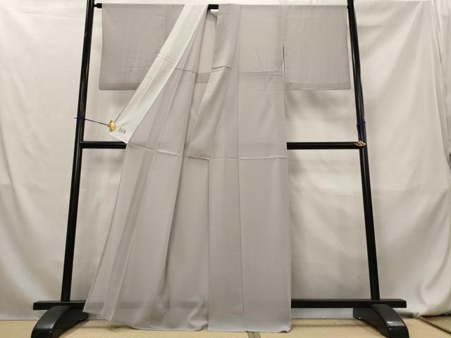 平和屋着物＊夏物　洗える最高級着物　＜英＞はなぶさ謹製　色無地　絽縮緬　牡丹鼠色　たとう紙付き　洗える着物　AABL1635st