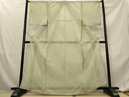 平和屋着物＊夏物　小紋　絽　斜縞　洗える着物　未使用　AABL1638st