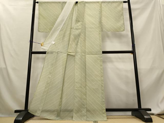 平和屋着物＊夏物　小紋　絽　斜縞　洗える着物　未使用　AABL1638st