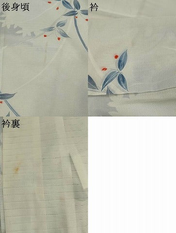 平和屋着物＊夏物　小紋　絽　草葉文　洗える着物　AABL1639st