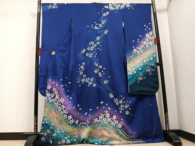 平和屋着物●豪華振袖　作家物　絞り　舞花文　暈し染め　金彩　金通し地　正絹　逸品　AABL1641ph