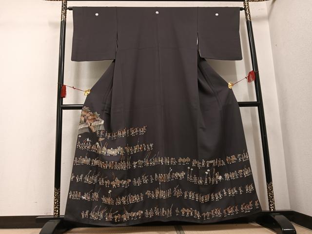 平和屋着物●豪華色留袖　総刺繍　人物風景文　正絹　逸品　AABL1642ph