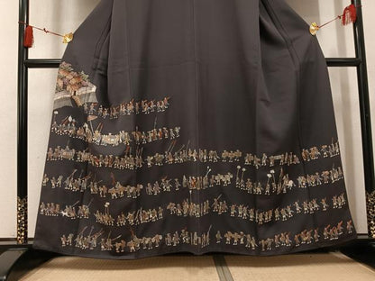 平和屋着物●豪華色留袖　総刺繍　人物風景文　正絹　逸品　AABL1642ph
