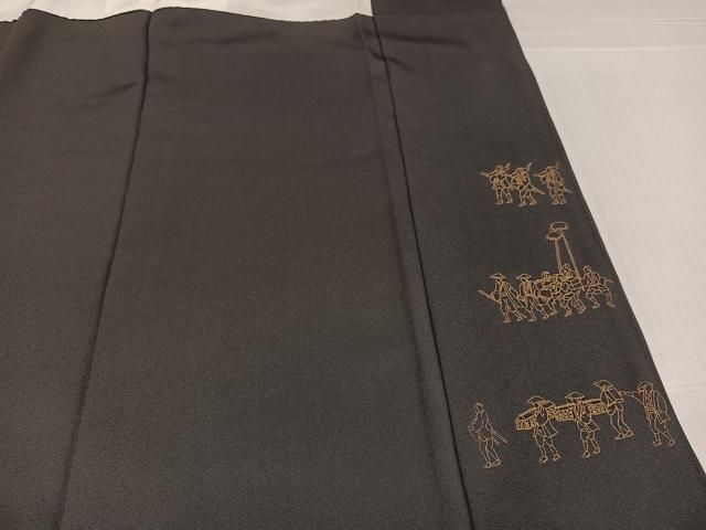平和屋着物●豪華色留袖　総刺繍　人物風景文　正絹　逸品　AABL1642ph