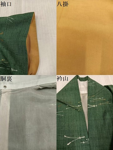 平和屋着物●上質な小紋　紬地　松葉　正絹　逸品　AABL1643ph