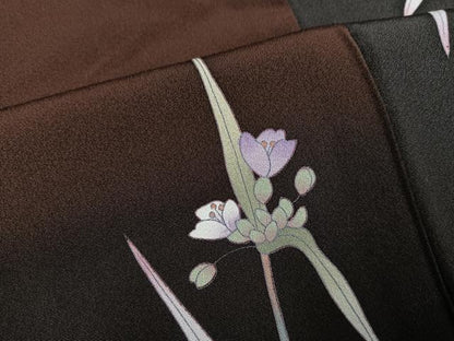 平和屋着物●訪問着　草花文　暈し染め　正絹　逸品　AABL1645ph