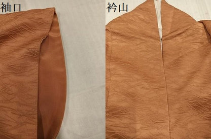 平和屋着物●上質な色無地　松葉地紋　江戸茶色　正絹　逸品　AABL1647ph