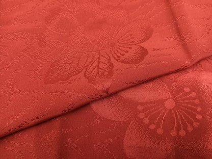平和屋着物●長襦袢　無双仕立て　花地紋　紅鳶色　やまと誂製　半衿刺繍　正絹　逸品　AABL1648ph