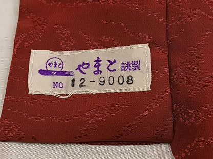 平和屋着物●長襦袢　無双仕立て　花地紋　紅鳶色　やまと誂製　半衿刺繍　正絹　逸品　AABL1648ph