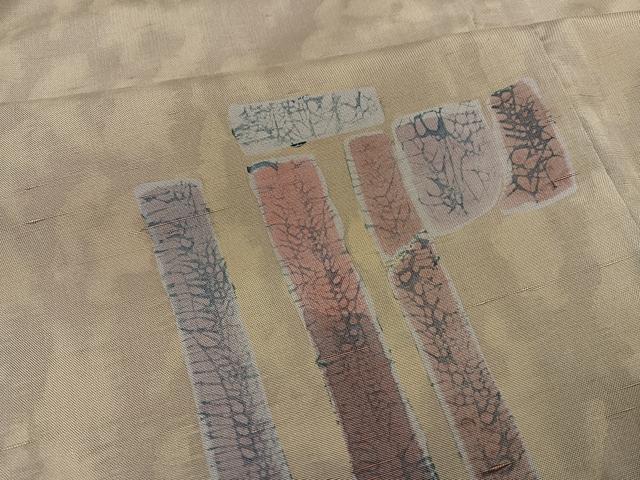 平和屋着物●訪問着　紬地　一珍染　幾何学文様　正絹　逸品　AABL1650ph