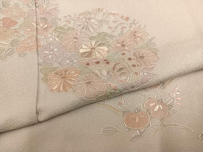 平和屋着物●訪問着　総刺繍　中国三大刺繍　スワトウ刺繍　汕頭刺繍　草花文　正絹　逸品　未使用　AABL1652ph