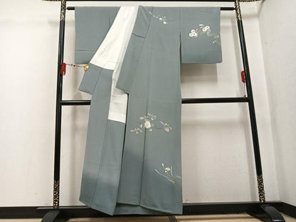 平和屋着物●十日町友禅作家　一梗　訪問着　枝花文　正絹　逸品　AABL1653ph