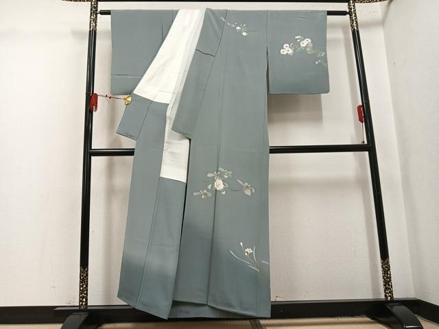 平和屋着物●十日町友禅作家　一梗　訪問着　枝花文　正絹　逸品　AABL1653ph