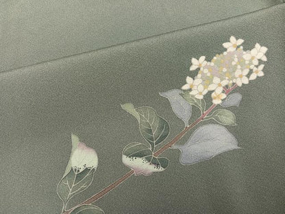 平和屋着物●十日町友禅作家　一梗　訪問着　枝花文　正絹　逸品　AABL1653ph