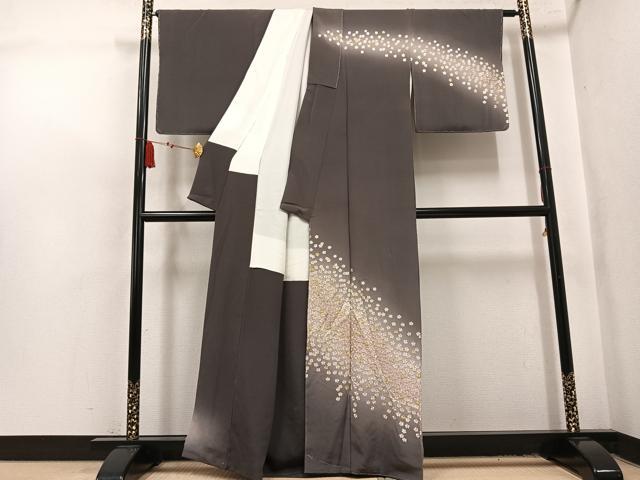 平和屋着物●訪問着　総刺繍　舞桜　暈し染め　金糸　鬼しぼ縮緬　正絹　逸品　未使用　AABL1654ph