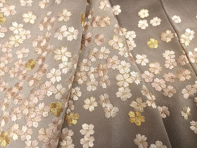 平和屋着物●訪問着　総刺繍　舞桜　暈し染め　金糸　鬼しぼ縮緬　正絹　逸品　未使用　AABL1654ph