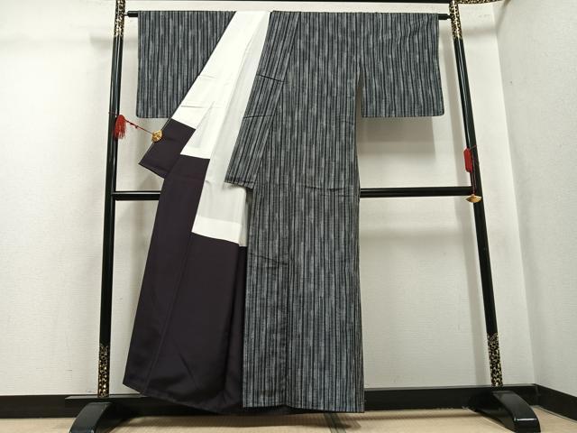 平和屋着物●上質な紬　間道　正絹　逸品　AABL1663ph