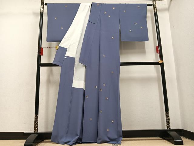 平和屋着物●訪問着　総刺繍　色紙草花文　金糸　正絹　逸品　AABL1664ph