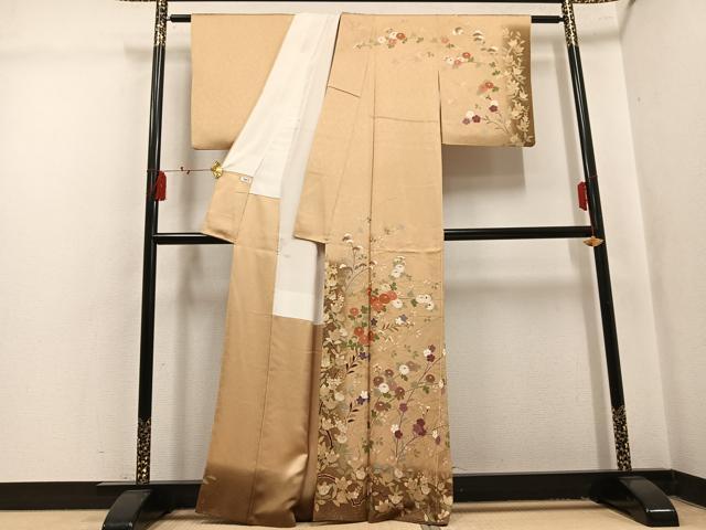 平和屋着物●訪問着　駒刺繍　草花文　暈し染め　金彩　正絹　逸品　AABL1666ph