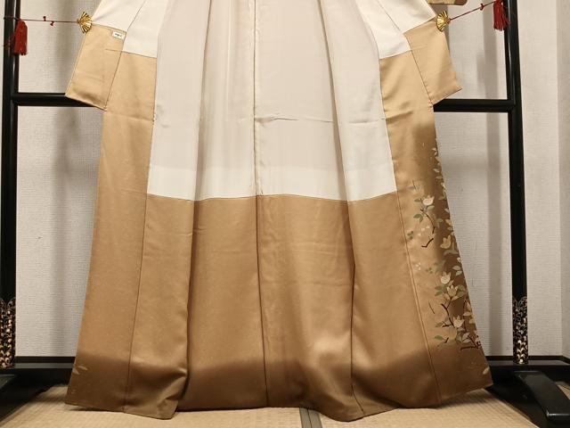 平和屋着物●訪問着　駒刺繍　草花文　暈し染め　金彩　正絹　逸品　AABL1666ph