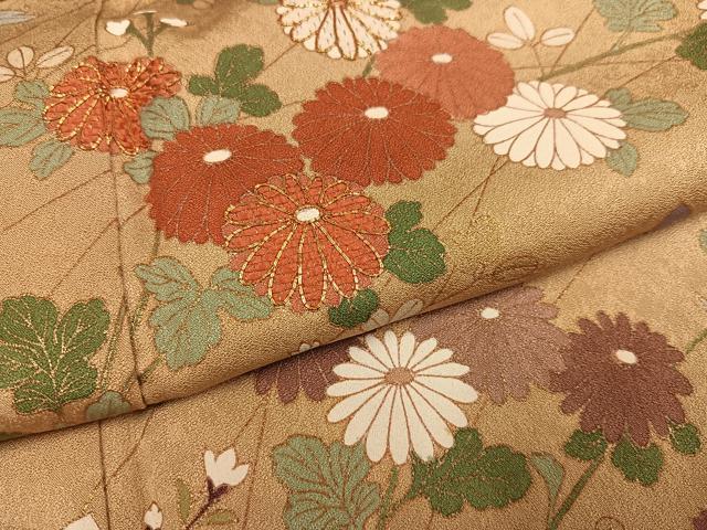 平和屋着物●訪問着　駒刺繍　草花文　暈し染め　金彩　正絹　逸品　AABL1666ph