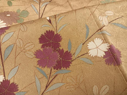 平和屋着物●訪問着　駒刺繍　草花文　暈し染め　金彩　正絹　逸品　AABL1666ph