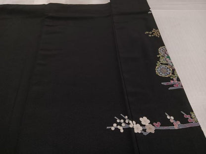 平和屋着物●豪華黒留袖　本加賀友禅　作家物　池田裕　花鳥文　正絹　逸品　AABL1669ph