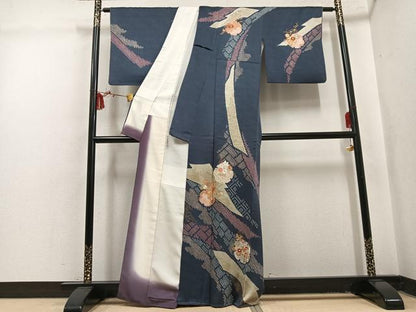 平和屋着物●創業460年・千總　訪問着　刺繍　絞り　雪輪草花文　金彩　正絹　逸品　AABL1670ph