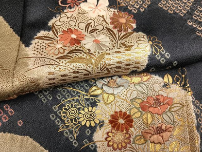 平和屋着物●創業460年・千總　訪問着　刺繍　絞り　雪輪草花文　金彩　正絹　逸品　AABL1670ph