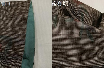 平和屋着物●本場大島紬　9マルキ　草花文　正絹　逸品　AABL1672ph