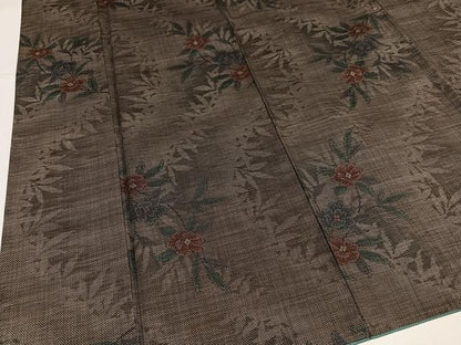 平和屋着物●本場大島紬　9マルキ　草花文　正絹　逸品　AABL1672ph