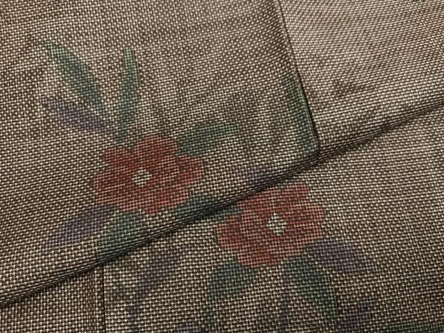平和屋着物●本場大島紬　9マルキ　草花文　正絹　逸品　AABL1672ph