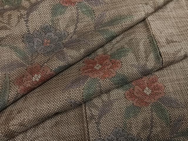 平和屋着物●本場大島紬　9マルキ　草花文　正絹　逸品　AABL1672ph